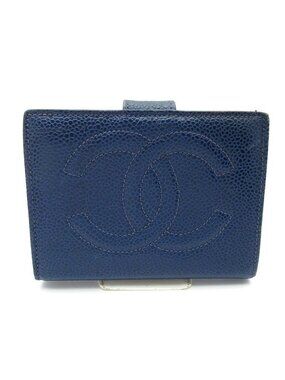 Chanel Kiss Lock Wallet Caviar Leather Blue